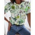 Women's T shirt Tee Flower Casual Daily Yellow Red Blue Print Short Sleeve Print Crew Neck Round Neck Regular Fit Spring Summer