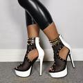 Damen Sandalen Stiefel Stilettos Plateausandalen Sandalen Stiefel Sommerstiefel Nieten Plateau High Heel Stilettoabsatz Peep Toe Gelb Weiß Schwarz Sandalen