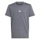 adidas Boy's Training AEROREADY Heather Tee Kids T-Shirt, Black/Grey Three/Grey Six/Reflective Silver, 15-16 Years