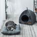 USCCE Pet Cat Dog Houses for Indoor Autumn Winter Self-Warming Pet Tent Cave Cat Beds for Cats/Small Dogs Cute Quadrangular Shape Cave Pet Beds with Removable Washable Cushioned Pillow Dark Gray/M