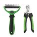 Pet Undercoat Rake Double Sided Knots Removal Grooming Kit Pet Hair Shedding Comb with Nail Clipper for Dog Cat Rabbits