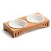 Raised Pet Bowls for Cats and Small Dogs Bamboo Elevated Dog Cat Food and Water Bowls Stand Feeder - ceramics