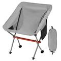 SHALLWE Ultralight Portable Camping Chair Aviation Aluminum Frame Compact Folding Chairs 300lbs Capacity with Wide Feet and Storage Bag Suitable for Camping BBQ Hiking Beach Lawn(Gray)