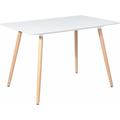 Table Salle à Manger Rectangulaire Scandinave Design Bois pour 4 a 6 Personnes Blanche 110 x 70 x74