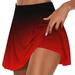 nerohusy Womens Pleated Athletic Tennis Skort Tennis Skirts with Shorts for Women High Waisted Tie Dye Print Pleated Flowy Golf Skorts 2 in 1 Workout Culottes Red XL