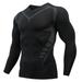 WUWUQF Long Sleeve Tee Shirts for Men Mens Fitness Running Sports T Shirt Muscle Athletic Gym Compression Clothes Clothing Silver