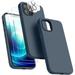Silicone Case Designed for Apple iPhone 11 Liquid Silicone Case 5 in 1 Bundle Phone Case with 2 Clear Tempered Glass and 2 Camera Lens Shockproof Case for Apple iPhone 11 Navy