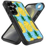 TalkingCase Hybrid Slim Phone Cover Compatible for Samsung Galaxy S24 Pineapple Print w/ Glass Screen Protector Military Grade Dual-Layer Raised Edges Print in USA