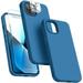 Silicone Case Designed for Apple iPhone 14 Plus Liquid Silicone Case 3 in 1 Bundle Phone Case with Clear Tempered Glass and Camera Lens Shockproof Case for Apple iPhone 14 Plus Aqua Blue