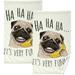 Dreamtimes Funny Pug Dog on Banana Telephone Hand Towels for Bathroom 100% Cotton 2 pcs Face Towel 16 x 28 inch Absorbent Soft & Skin-Friendly