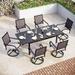 & William 9 Pieces Patio Dining Set for 8 Outdoor Furniture with 1 X-Large E-Coating Square Metal Table and 8 Black Portable Folding Sling Chairs Outdoor Table & Chairs for Porc