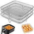 PENGXIANG Air Fryer Racks Three Layer Stackable Dehydrator Racks Stainless Steel Air Fryer Basket Tray Air Fryer Accessories Fit for 5.8QT COSORI Air Fryer 6QT Instant Vortex Air Fryers