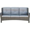 Outdoor Patio Wicker Furniture Set - 5 Piece Patio Rattan Sectional Sofa Set with 3-Seat Couch 2 Armchairs 2 Ottoman Footrests for Patio Conversation(5PC Mixed Grey/Blue)