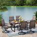 Perfect Outdoor Dining Set 7 Piece Outdoor Furniture Set 6 Swivel Dining Chairs and Rectangular Metal Dining Table for Lawn Garden Yards Poolside