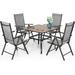 sell well VILLA 9 Piece Patio Dining Set Outdoor Dining Furniture Patio Table Set with Adjustable Portable Patio Folding Chairs (Grey) & Large Square Outdoor Dining Table for Yard G