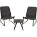 Popular Resin Wicker Patio Furniture Set with Side Table and Outdoor Chairs Dark Grey