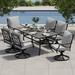 Perfect patio 7 Pieces Outdoor Dining Set Patio Dining Furniture Set with 6 Patio Swivel Dining Chairs and 1 Rectangular Dining Table Patio Dining Set for 6