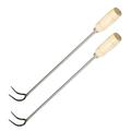 2pcs Steel Roasting Stick Hooks Long Style Meat Hooks Non-slip Roasted Meat Hook