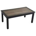 MOWENTA Outdoor Coffee Table Patio Furniture with Wood Grain Top for Balcony Brown