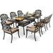 Ailismail 9-Piece Outdoor Dining Set Cast Aluminum Retro Patio Dining Set for 8 Includes 86.6â€™â€™ Table and 8 Chairs with Cushion