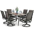 Perfect VILLA Outdoor Patio Dining Set for 4 5 PCS Patio Table & Chair Set Clearance with 4 Swivel Dining Chairs & 1 Square Patio Table(1.57 Hole) Patio Dining Furniture fo