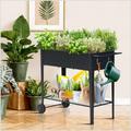 Portable Rolling Garden Bed Planter Cart Storage Box w/ Wheels Plant Trolley