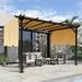 12 x 9.5 Ft Outdoor Pergola Patio Gazebo Retractable Shade Canopy Steel Frame Grape Gazebo Sunshelter Pergolaï¼ŒKhaki