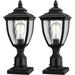 WAGEE Outdoor Post Lanterns 19 H Large Exterior Lamp Post Light Fixture w/Pier Mount Base Black Cast Aluminum w/Water Glass - A162P-2PK