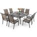 Perfect & William Patio Furniture Set Large Square Patio Dining Table for 8 with High Back Patio Swivel Chairs Textilene Patio Dining Set 9 Pieces Outdoor Table and Chairs for Lawn Ga