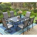 Perfect & William Patio Dining Set 9 Pieces Patio Furniture Set 8 x Patio Dining Chairs Quick Dry Textilene High Back Support 350lbs and Expandable 6-8 Person Dining Table Patio Set f