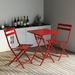 3 Pieces Folding Patio Bistro Set Square Wood Table and Chairs Foldable Outdoor Furniture Set for Patio Backyard Garden Poolside Red