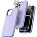 Silicone Case Designed for Apple iPhone 13 Pro Liquid Silicone Case 3 in 1 Bundle Phone Case with Clear Tempered Glass and Camera Lens Shockproof Case for Apple iPhone 13 Pro Purple