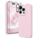 Silicone Case Designed for Apple iPhone 14 Pro Liquid Silicone Case 3 in 1 Bundle Phone Case with Clear Tempered Glass and Camera Lens Shockproof Case for Apple iPhone 14 Pro Light Pink