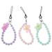 3 Pcs Beaded Phone Charm Cellphone Lanyard Mobile Portable Chain Hand-beaded Macaron Color Crystal 3pcs Beads Flower Charms Ladies Plastic