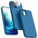 Silicone Case Designed for Apple iPhone 13 Pro Liquid Silicone Case 5 in 1 Bundle Phone Case with 2 Clear Tempered Glass and 2 Camera Lens Shockproof Case for Apple iPhone 13 Pro Aqua Blue