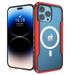 Dteck Transparent Back Case for iPhone 15 Pro Max Magnetic Metal Bumper Case Compatible with Mag-Safe Shockproof Rubber Clear PC Cover Red