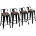 30 Metal Barstools Set of 4 Height Stools with Wooden Top Low Back Industrial Stools Metal Stool for Indoor-Outdoor Counter Stools with Wooden Seat Matte Black