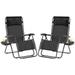 Topeakmart 2pcs Zero Gravity Recliners with Cupholder Black