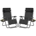 Yaheetech 29in Outdoor Oversized Zero Gravity Chair with Cupholder Set of 2 Black