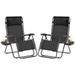 Yaheetech 29in Outdoor Oversized Zero Gravity Chair with Cupholder Set of 2 Black