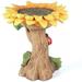 GERsome Bird Baths for Outdoors 9.8 Resin Sunflower Birdbath Bird Bath Bowl Garden Statue Basin Bird Feeding Station for Yard Yellow/Green