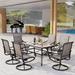 9 Pieces Patio Dining Set Rectangular Expandable Black Metal Table with 10 Padded Textilene Fabric Swivel Chairs Outdoor Furniture Set for Garden Poolside Backyard Porch