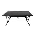 Living Accents Pacifica Black Rectangular Aluminum Slat Top Dining Table