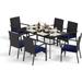 Patio Furniture Set for 8 9 Piece Outdoor Dining Set 8 Rattan Dining Chairs with Removable Cushions and 1 Square Dining Table 1.57 Umbrella Hole