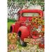 Happy Spring Red Truck Large Garden Flag Vintage Pickup Yard Outdoor Home Daisy Tulip Flowers Lawn Outside Decorations Double Sided 28x40