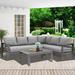 Perfect Lane Aluminum Outdoor Patio Furniture Set Metal Outside Patio Furniture Conversation Sets with Dining Table&2 Ottomans Sectional Sofa Couch Seating Set with Cushion for Back