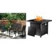 Greesum 4 Pieces Patio Furniture Set Outdoor Conversation Sets for Patio Lawn Garden Poolside with A Glass Coffee Table Black