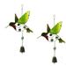 1PC Metal Hummingbird Wind Chime Hummingbird Hanging Pendant Handmade Glass Painting Crafts Creative Garden Kingfisher Pendant for Yard Garden Decor Green