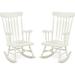 Rocking Chair Solid Wooden Frame Outdoor & Indoor Rocker for Garden Patio Balcony Backyard Porch Rocker (2 White)