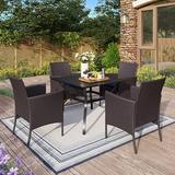 Patio Furniture Set for 8 9 Piece Outdoor Dining Set 8 Rattan Dining Chairs with Removable Cushions and 1 Square Dining Table 1.57 Umbrella Hole